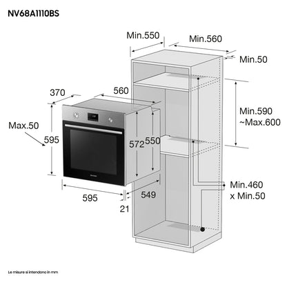SAMSUNG FINE SERIE NV68A1110BS/ET | FORNO SAMSUNG SINGLE FAN, CLASSE : A, 68L