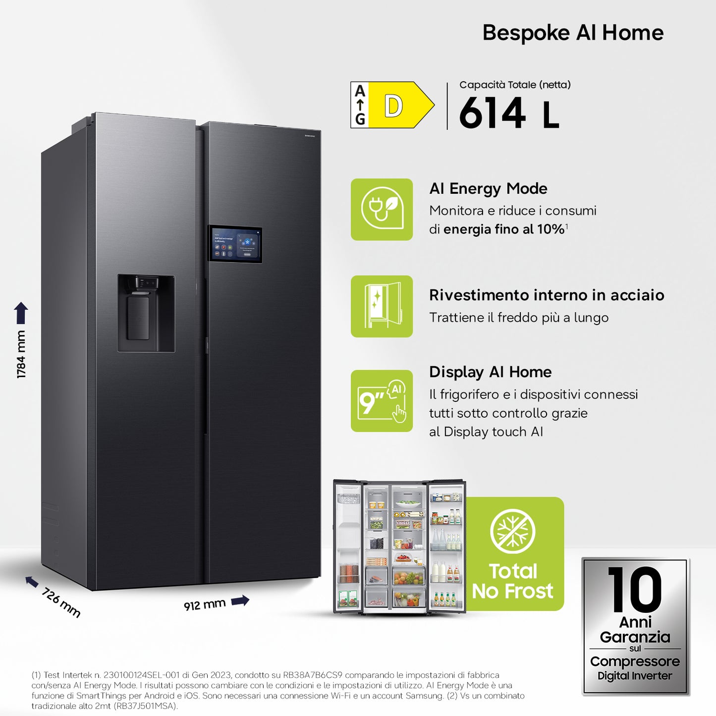 SAMSUNG BIANCO RS90F64EDFEF | FRIGORIFERI | SIDE BY SIDE | SIDE BY SIDE NO FROST | SBS 614LT CE.D NO