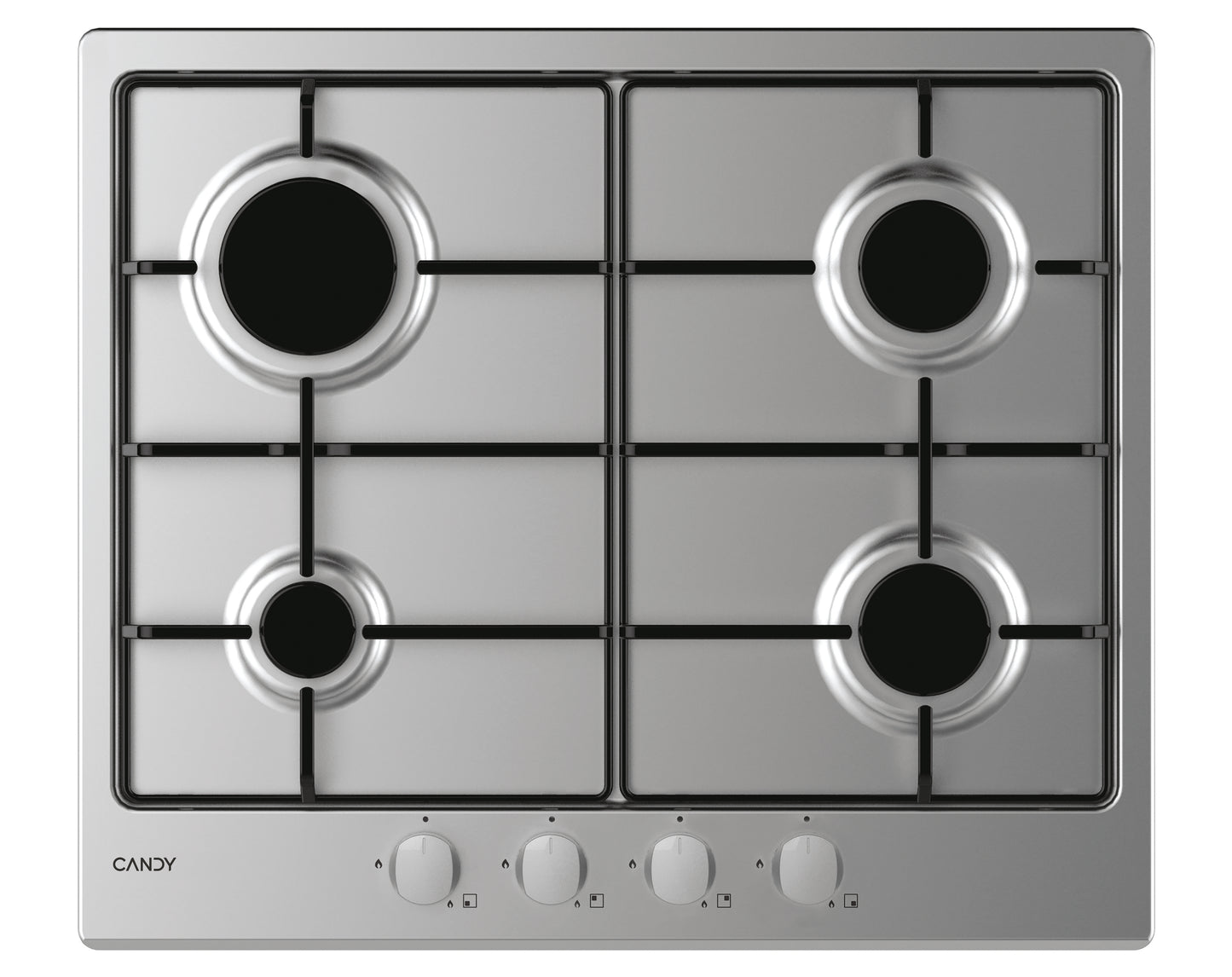 CANDY BI CHW6BRX|33801973|Piano Gas da 60 cm inox;  Griglie in piattina; 4 fuochi con Bruciatore Rap