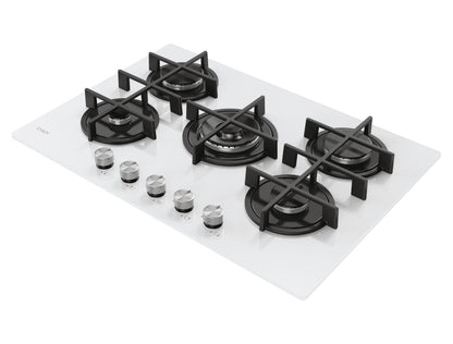 CANDY BI CVG74WTW|33803480|Piano Gas Vetro Bianco; da 75 cm; 5 Fuochi;   Bruciatore speciale al cent