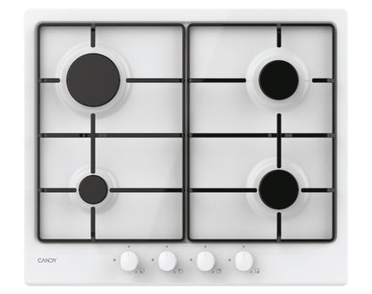 CANDY BI CHW6BRWW|33801971|Piano Gas da 60 cm bianco;  Griglie in piattina; 4 fuochi con Bruciatore