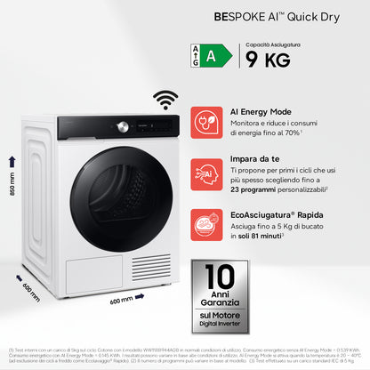 SAMSUNG BIANCO DV90DB7845GEU3 | ASCIUGATRICI | ASCIUGATRICI POMPA DI CALORE | ASCIUG. POMPA DI CALOR