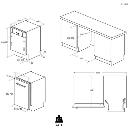HOOVER BI  HI1C5SB1FS | 32901766 | Lavastoviglie | Lavastoviglie a scomparsa totale, 45cm, Classe En