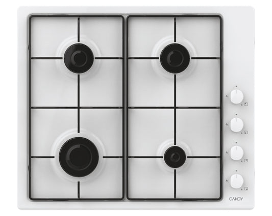 CANDY BI CHW6LWW|33801978|Piano Gas da 60cm lateral bianco;  Griglie in piattina; 4 fuochi; manopola