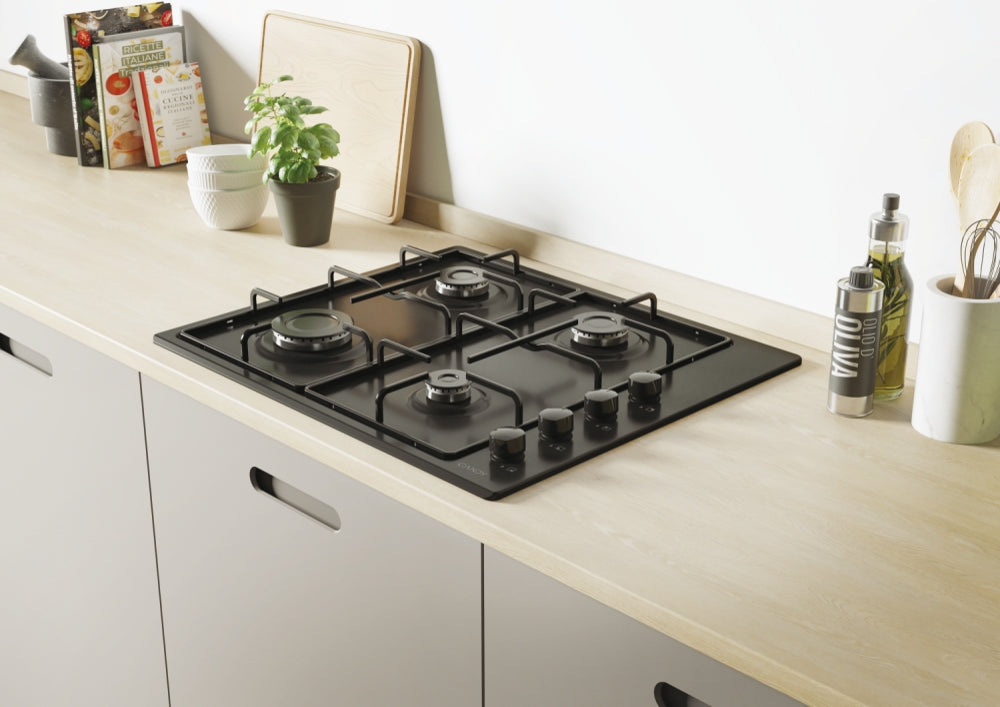 CANDY BI CHW6LBB|33801977|Piano Gas da 60cm lateral nero;  Griglie in piattina; 4 fuochi; manopola n