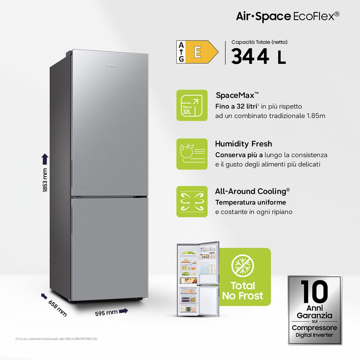 SAMSUNG BIANCO RB33B610ESA | FRIGORIFERI | FRIGORIFERI COMBINATI | FRIGO COMBI NO FROST | COMBI 344L