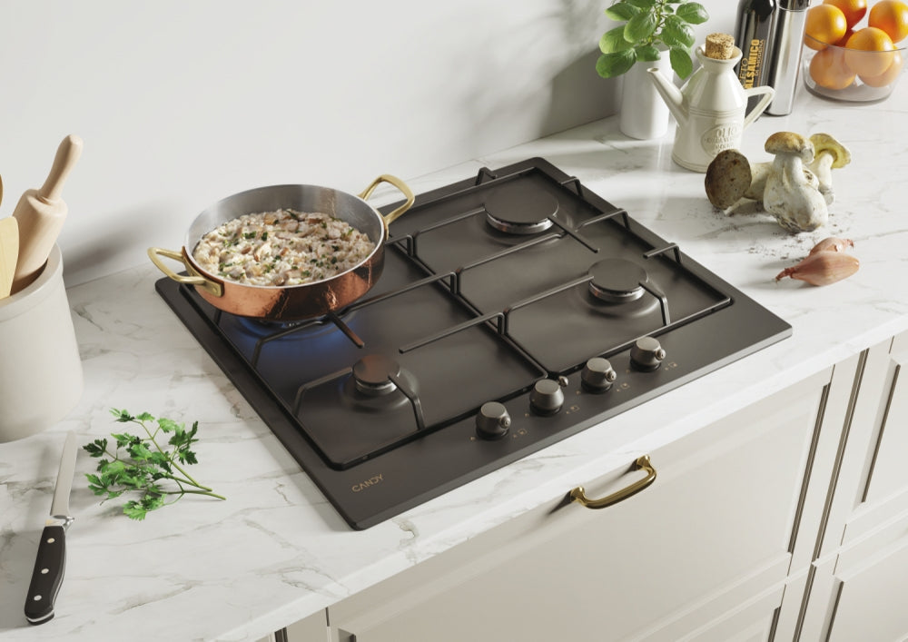 CANDY CHW6BR4WGTGH | 33801982 | Piano Gas da 60cm ghisa;  Griglie in piattina; 4 fuochi DC 4Kw; mano