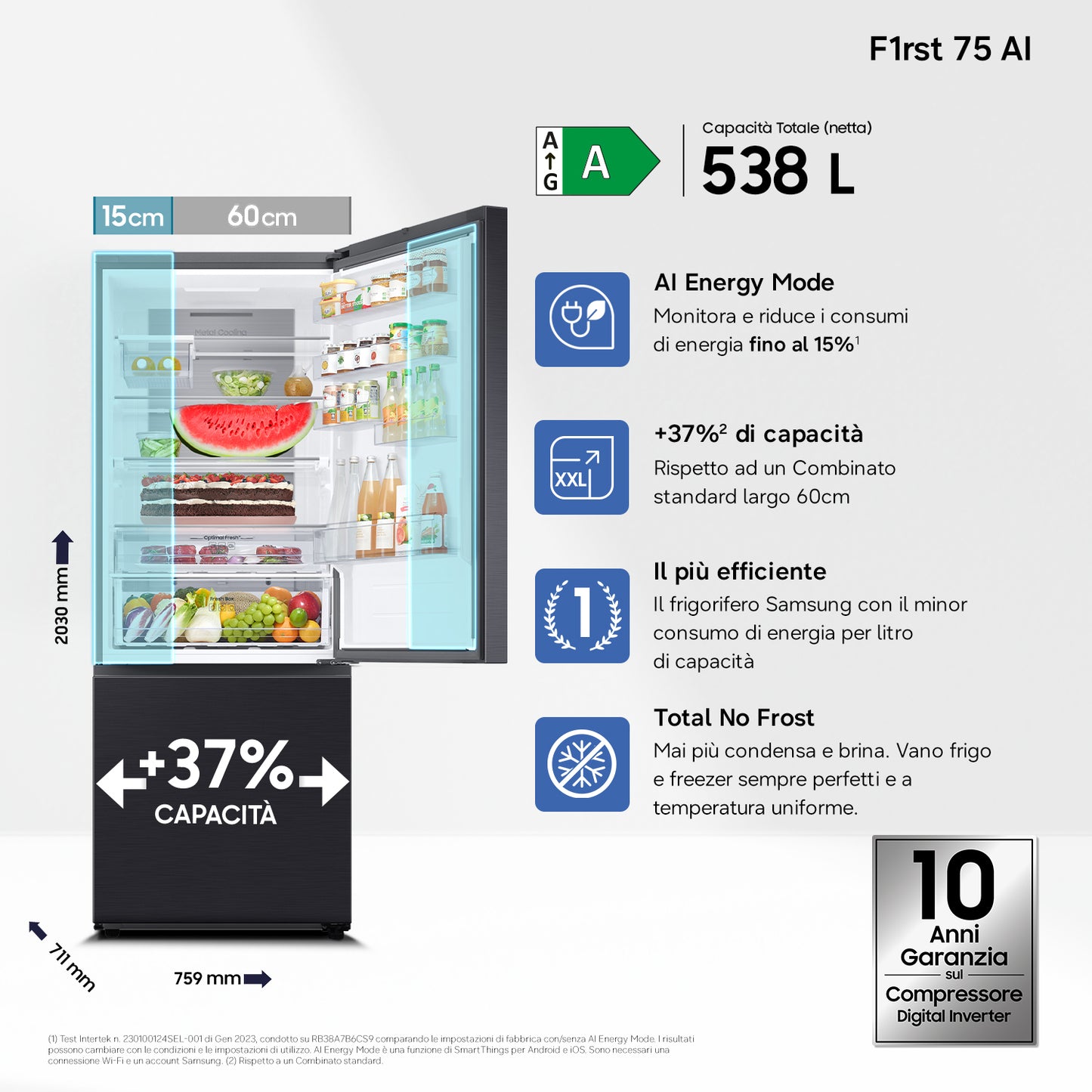 SAMSUNG BIANCO RB53DG706AB1EF | FRIGORIFERI | FRIGORIFERI COMBINATI | FRIGO COMBI NO FROST | COMBI 5