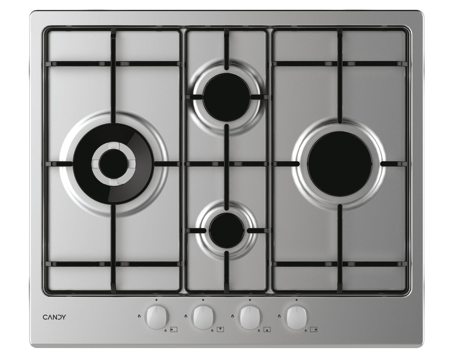 CANDY BI CHW6D4WX|33801968|Piano Gas da 60cm  inox;  Griglie in piattina; 4 fuochi diamond; doppia c