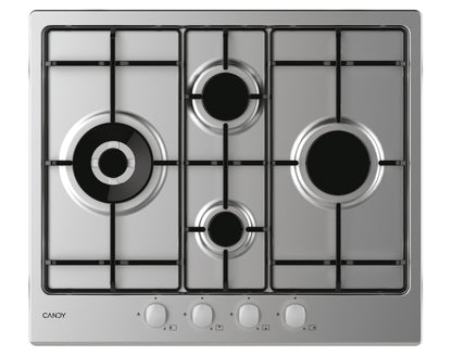 CANDY BI CHW6D4WX|33801968|Piano Gas da 60cm  inox;  Griglie in piattina; 4 fuochi diamond; doppia c