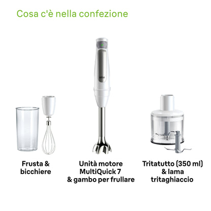 BRAUN PED MQ7035IWH | CUCINA | PREPARAZIONE CIBI | FRULLATORE A IMMERSIONE | MINIPIMER 1000W 0.6LT M