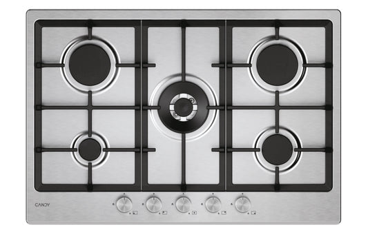 CANDY BI CHG74WTX|33803488|Piano Gas da 75cm; Griglie in ghisa; 5 fuochi; doppia corona 4KW centrale