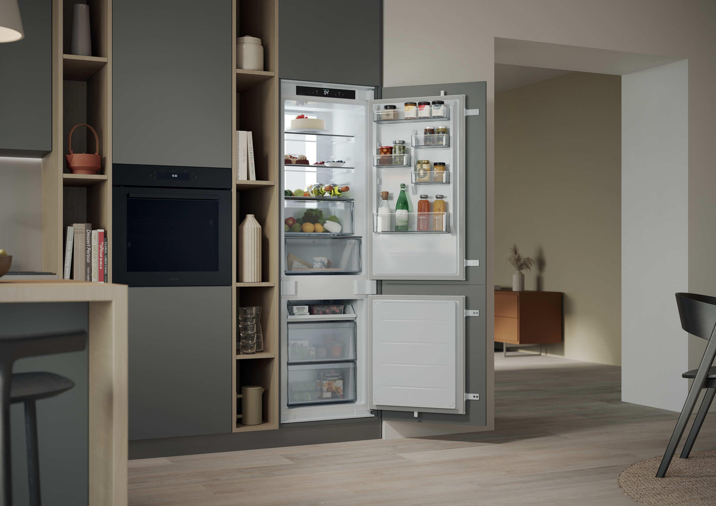 CANDY BI CNBQT5518E|34901748|Combi 177cm Total no frost, Classe Energetica E, Panorama Light; 248lt,