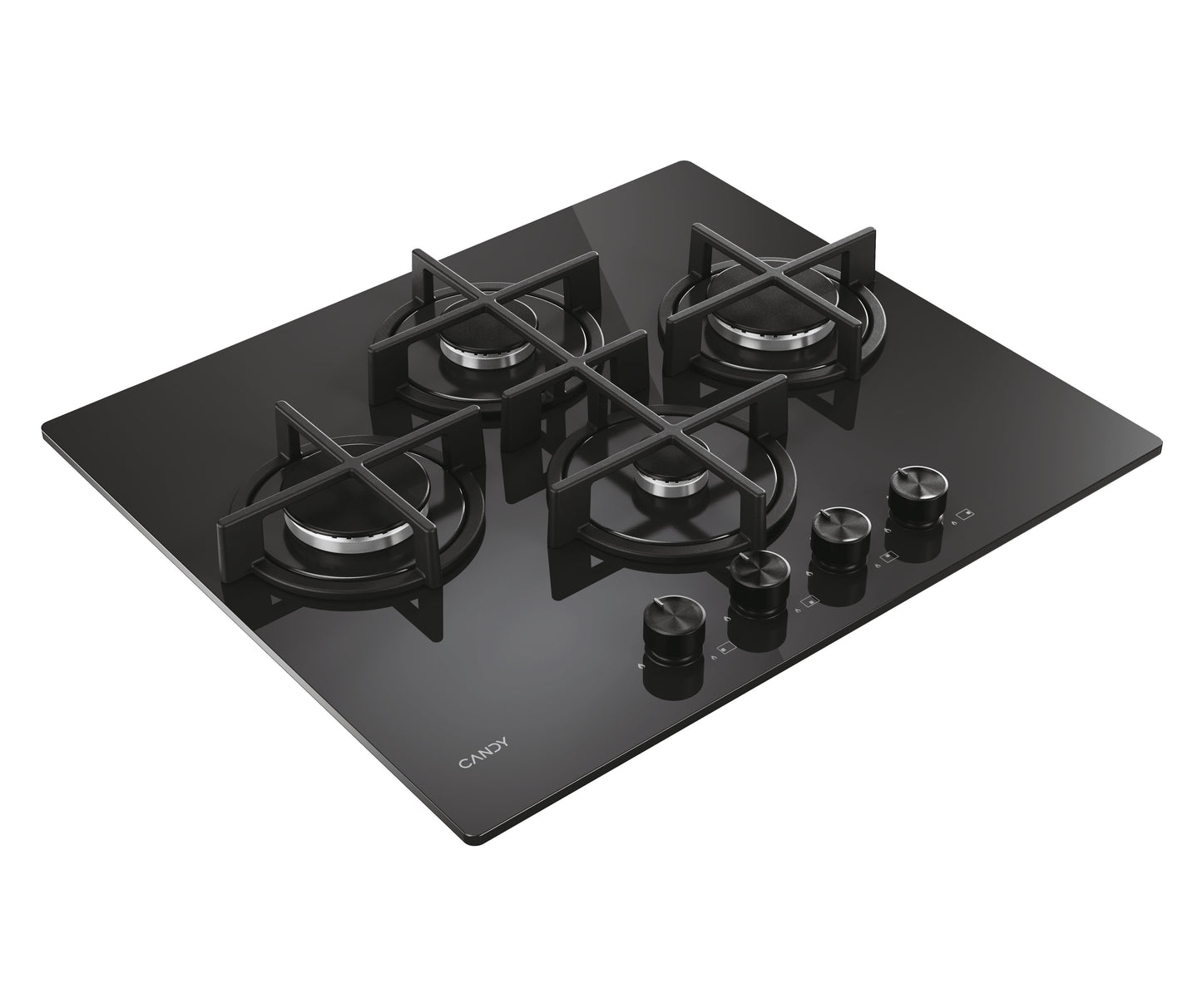 CANDY BI CVG6DTB|33803485|Piano Gas  Vetro Nero; da 60 cm; 4 Fuochi Rombo/Diamond;Griglie in ghisa;