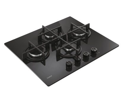 CANDY BI CVG6DTB|33803485|Piano Gas  Vetro Nero; da 60 cm; 4 Fuochi Rombo/Diamond;Griglie in ghisa;
