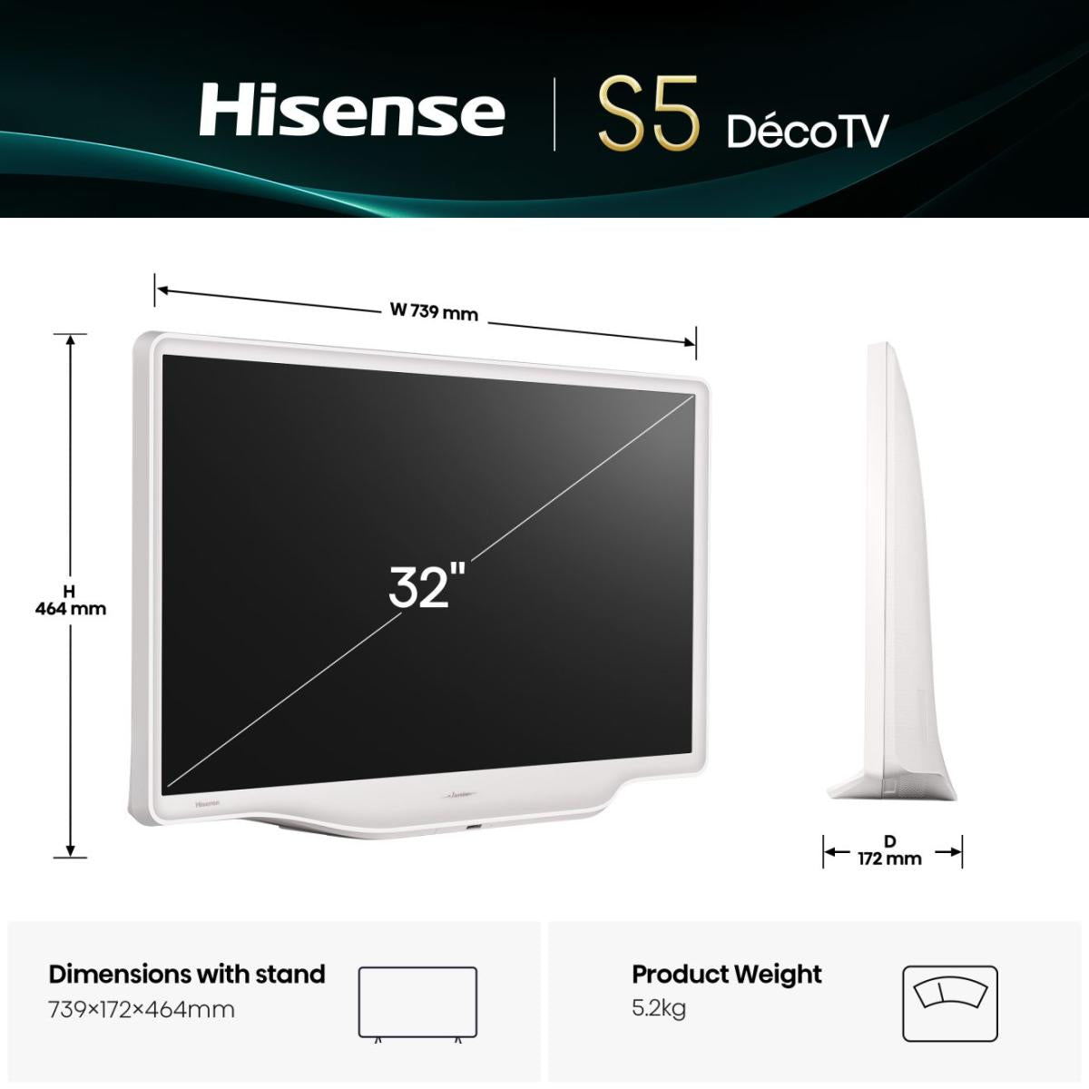 HISENSE ELETTRONICA 32S5Q | TV | TV LED | TV LED 30"-32" | TV QLED 32"FHD DVBT2/S2 SMART VIDAA DECO'
